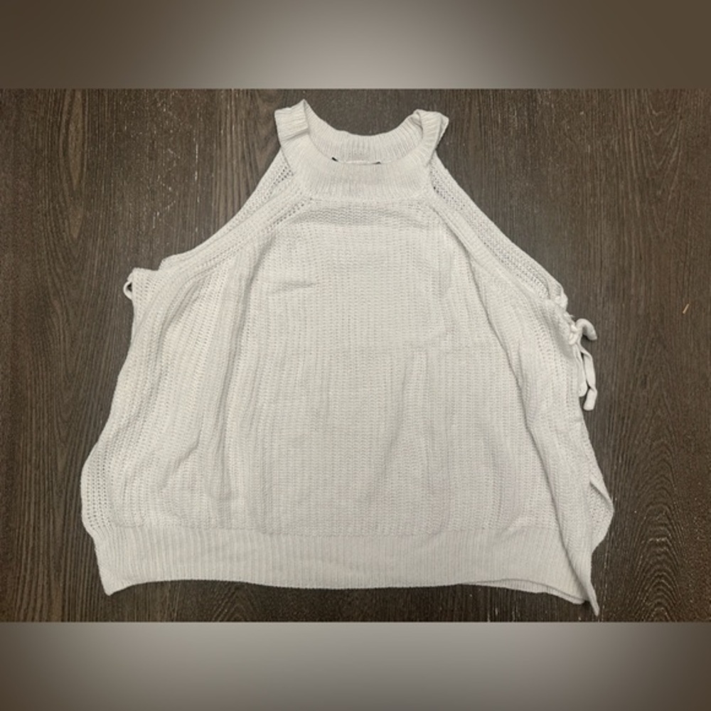 LULUS WHITE KNIT CROP SWIMSUIT COVER UP TIE SIDE - Size Small SKU:76